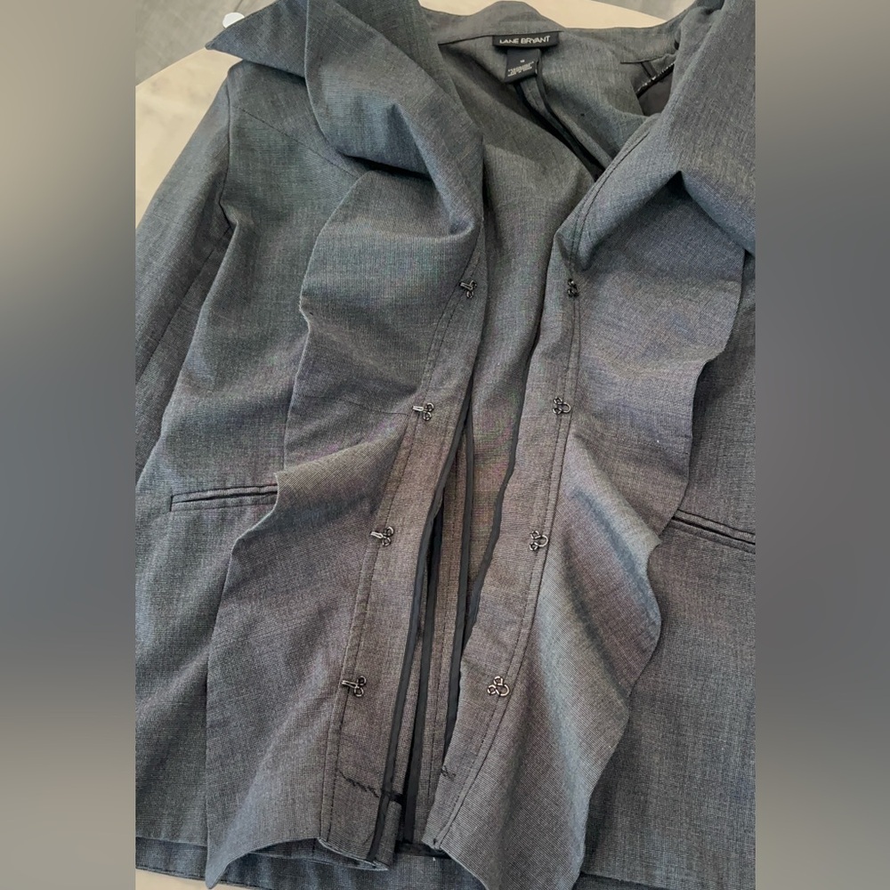 Lane Bryant Gray Ruffle Blazer - Picture 3 of 8